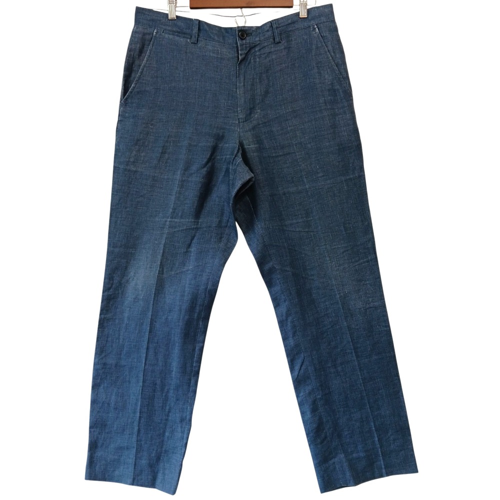 Lamborghini Tonino Pants Sz 36 Blue Cotton Flat Front Italian‎ Designer